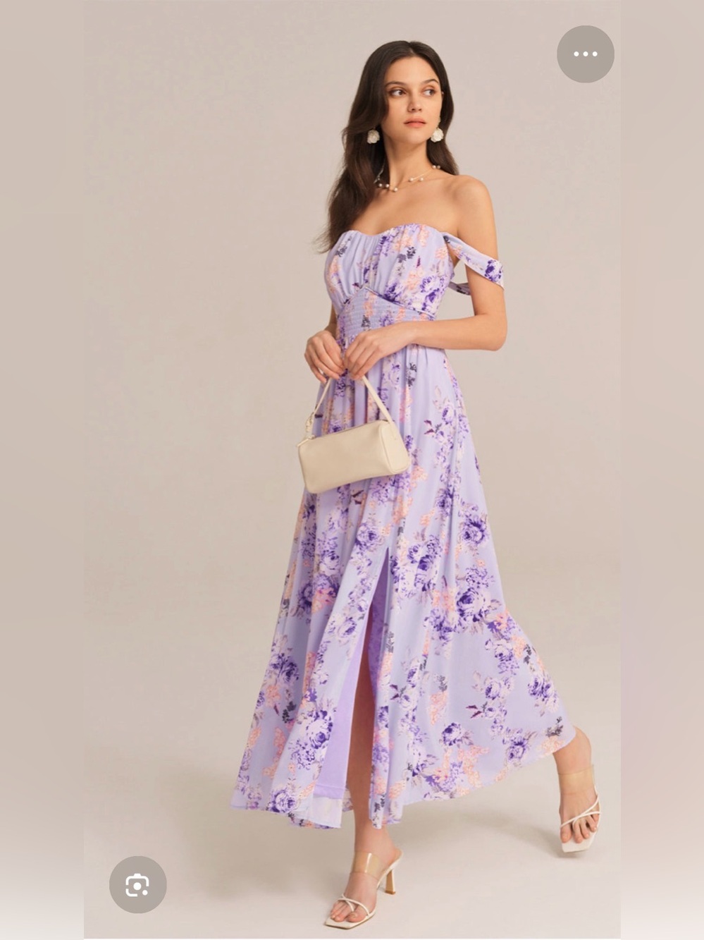Grace Karin Lavender Floral Maxi Dress
